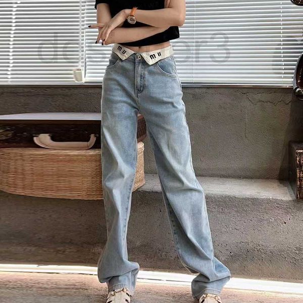 women's jeans designer white contrast embroidered polo neck waist design straight leg wide female p780, Blue
women's jeans designer white contrast embroidered polo neck waist design straight leg wide female p780, Blue