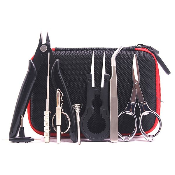 smoking set tool kit bag tweezers pliers wire band coil jig cotton for x9 rda zeus x cigarette accessories
smoking set tool kit bag tweezers pliers wire band coil jig cotton for x9 rda zeus x cigarette accessories