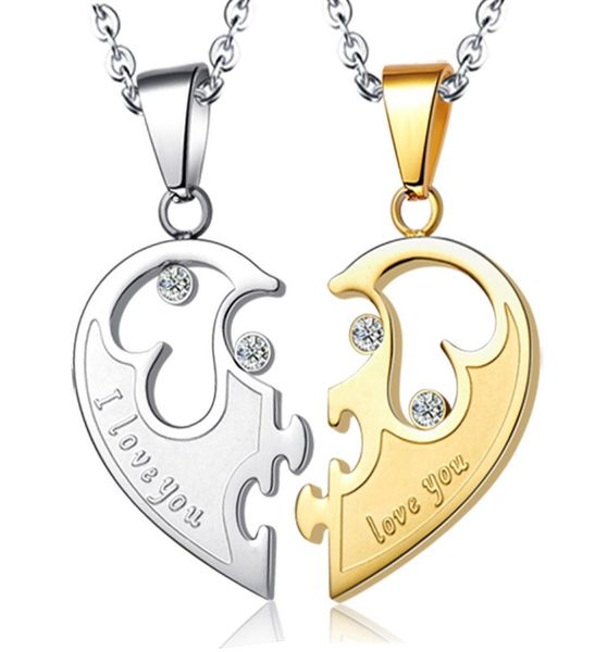 fashion korean titanium steel love couple necklace heart shape combination men and women pendant pendant pair a valentine gift who8055885, Silver 
fashion korean titanium steel love couple necklace heart shape combination men and women pendant pendant pair a valentine gift who8055885, Silver