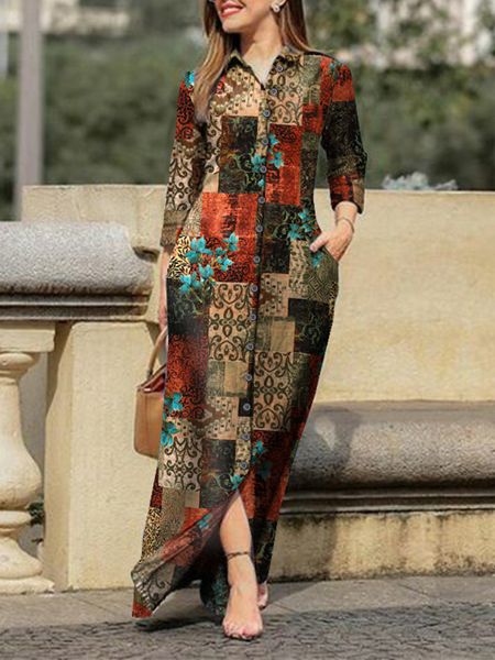 basic casual dresses vonda autumn vintage floral printed cotton dress women casual lapel collar button up dresses bohemian vestidos long rob, Black;gray
basic casual dresses vonda autumn vintage floral printed cotton dress women casual lapel collar button up dresses bohemian vestidos long rob, Black;gray