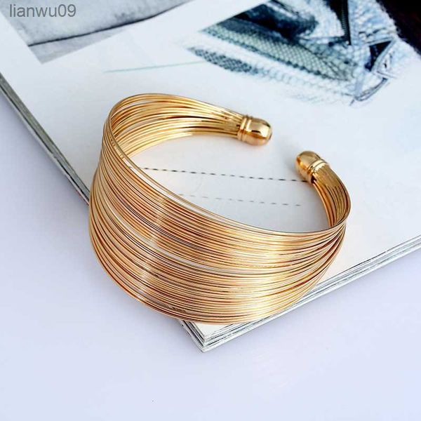 fashion wire wrap open wide cuff bracelet bangle for women jewelry vintage statement metal black gold silver color bangle female l230704
fashion wire wrap open wide cuff bracelet bangle for women jewelry vintage statement metal black gold silver color bangle female l230704