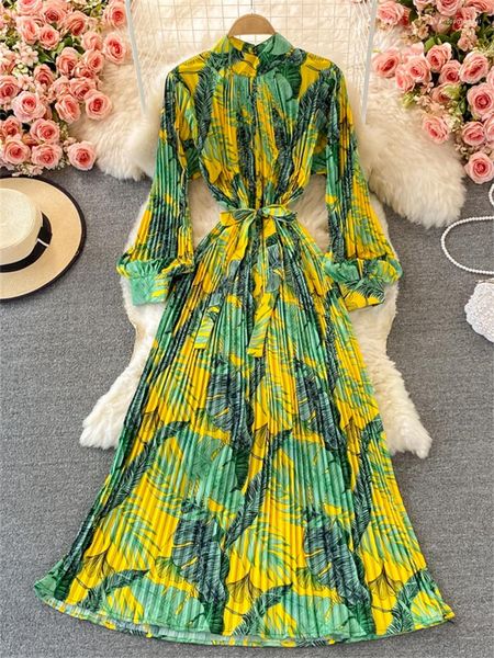 women elegant bohemian floral print pleated maxi dress ladies fashion long sleeve party vestidos robe, Black;gray
women elegant bohemian floral print pleated maxi dress ladies fashion long sleeve party vestidos robe, Black;gray