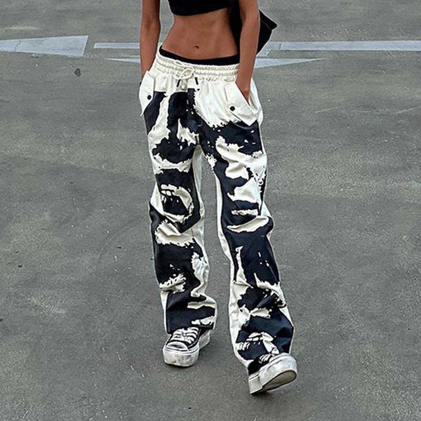 women's pants designer european and american style spring and fall pockets loose wide-leg black and white straight printed pants pants, Black;white
women's pants designer european and american style spring and fall pockets loose wide-leg black and white straight printed pants pants, Black;white
