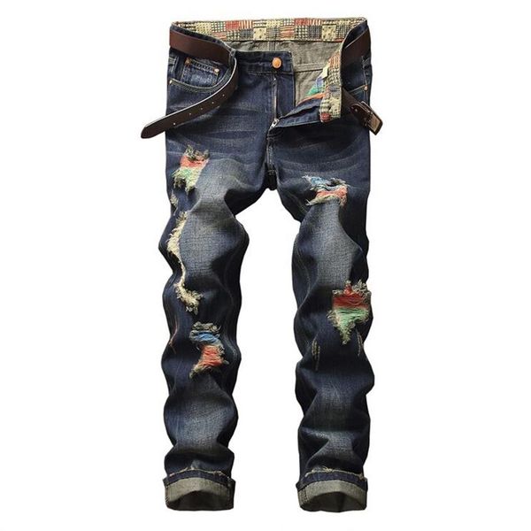 men knee hole jeans men's straight trousers casual slim korean version personality beggar pants318o, Blue
men knee hole jeans men's straight trousers casual slim korean version personality beggar pants318o, Blue