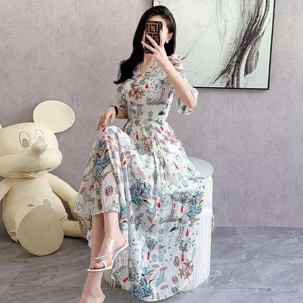 high class elegant western style slim floral dress womens summer long chiffon, Black;gray
high class elegant western style slim floral dress womens summer long chiffon, Black;gray