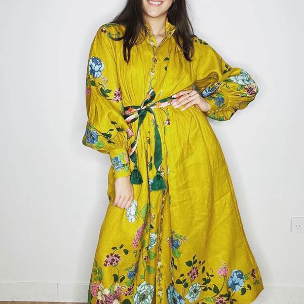 australian designer dress new women designer clothing linen yellow plant print lace up long sleeved vacation style dress for women 7, Black;gray
australian designer dress new women designer clothing linen yellow plant print lace up long sleeved vacation style dress for women 7, Black;gray