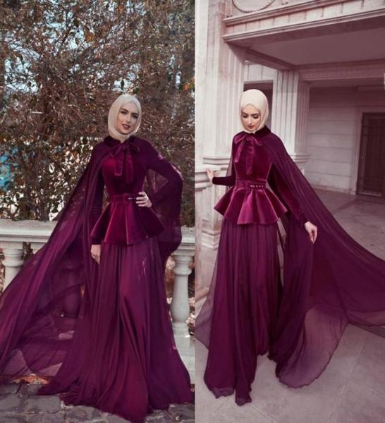 2019 muslim mermaid prom dresses with cape velvet long sleeves evening gowns chiffon skirt party gowns 504442, Black
2019 muslim mermaid prom dresses with cape velvet long sleeves evening gowns chiffon skirt party gowns 504442, Black