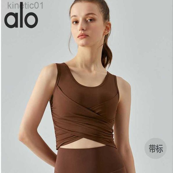 desginer alo yoga t shirt spring/summer sports t shirt women's one piece chest cushion tank cross fold fitness jumping breathable top, White
desginer alo yoga t shirt spring/summer sports t shirt women's one piece chest cushion tank cross fold fitness jumping breathable top, White