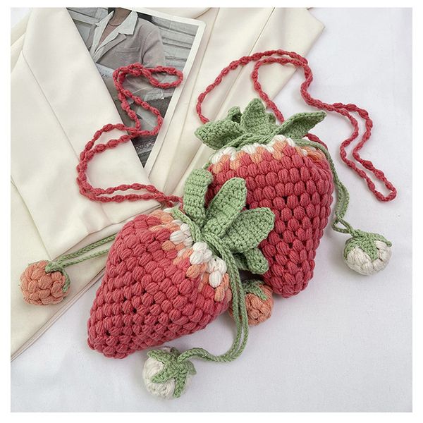 2023 girls cute cartoon hanbags personality pure hand-crocheted strawberry one shoulder bags children lipstick bag f1763, Black
2023 girls cute cartoon hanbags personality pure hand-crocheted strawberry one shoulder bags children lipstick bag f1763, Black