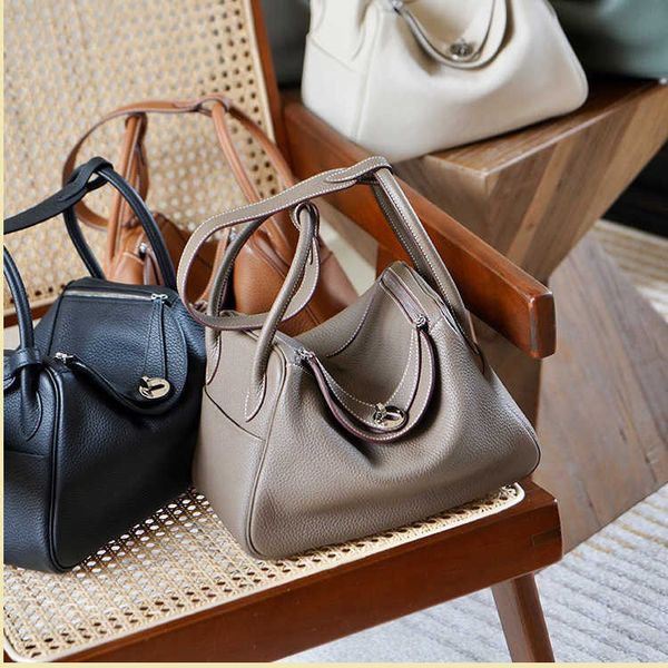 original luxury hemrres tote bag high set tc genuine leather women's large capacity lindys doctor's new handheld one shoulder pill