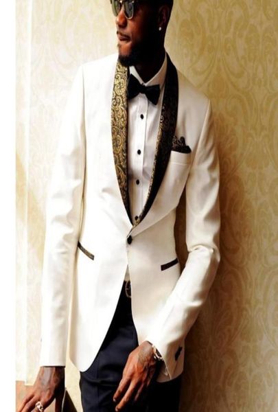 white formal wedding tuxedos two piece gold shawl lapel custom made trim fit men suits jacket pants4070049, Black;gray
white formal wedding tuxedos two piece gold shawl lapel custom made trim fit men suits jacket pants4070049, Black;gray