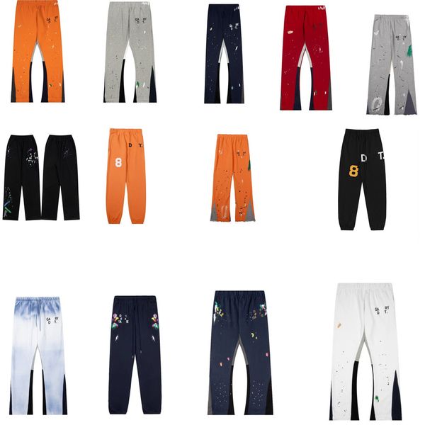 tech gallery pants men's jeans depts mens dept pants galleryes sweatpants speckled letter print cotton women's couple loose versat, Black