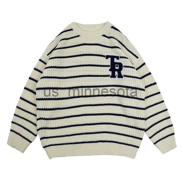 men's sweaters harajuku letter embroidery striped round neck knitted sweater men's pullover korean high street casual oversize cou, White;black
men's sweaters harajuku letter embroidery striped round neck knitted sweater men's pullover korean high street casual oversize cou, White;black