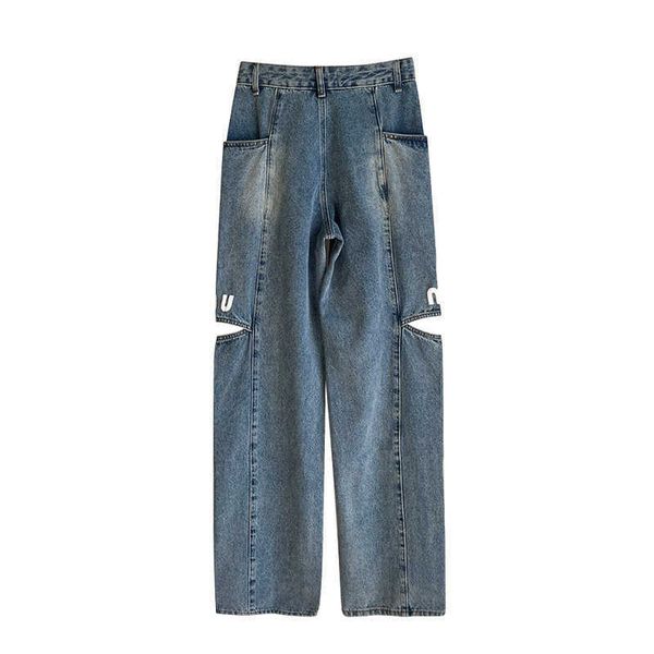 high version jeans designer pants big pockets big rips printed straight wide leg trousers womens clothing zipper access control jeans, Blue
high version jeans designer pants big pockets big rips printed straight wide leg trousers womens clothing zipper access control jeans, Blue