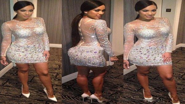 2019 short cocktail dresses crew sheer neck long sleeve rhinestones crystals beads sequins zip back mini sheath party gowns custom9720191, Black
2019 short cocktail dresses crew sheer neck long sleeve rhinestones crystals beads sequins zip back mini sheath party gowns custom9720191, Black