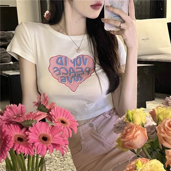 women's t-shirt heart print crop women summer letter t shirt korean style short sleeve tee tshirts y2k femme kawaii clothes harajuku 23, White
women's t-shirt heart print crop women summer letter t shirt korean style short sleeve tee tshirts y2k femme kawaii clothes harajuku 23, White