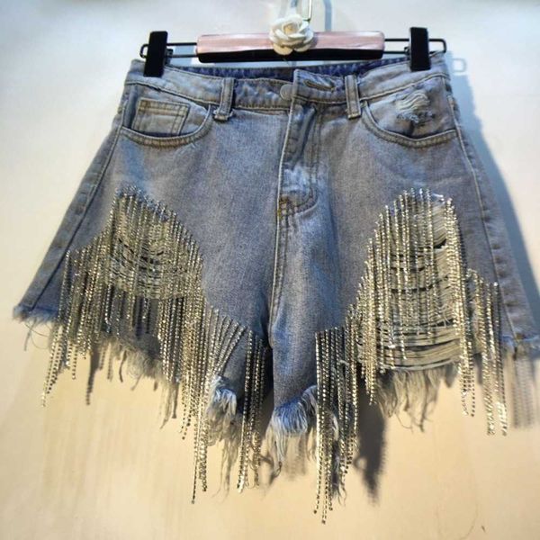 woman trouser shorts jeans denim shorts high waist water drill tassel chain fashion clothes, White;black
woman trouser shorts jeans denim shorts high waist water drill tassel chain fashion clothes, White;black