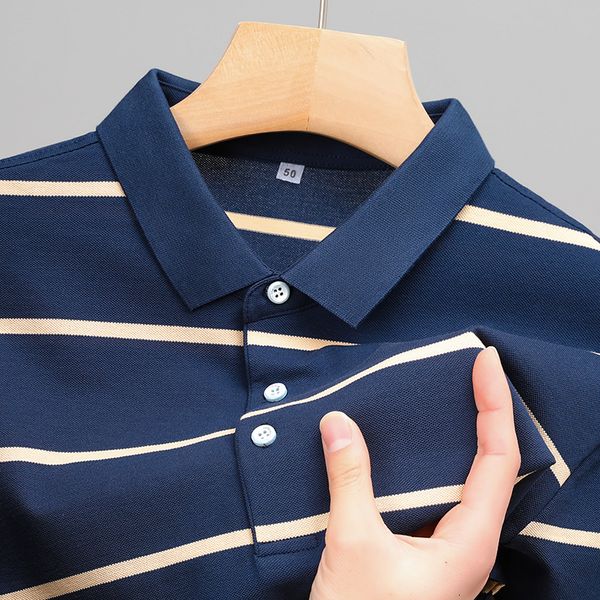men's polos summer 2023 polo fashion versatile pure cotton stripe short sleeve end simple breathable paul shirt 230720, White;black
men's polos summer 2023 polo fashion versatile pure cotton stripe short sleeve end simple breathable paul shirt 230720, White;black