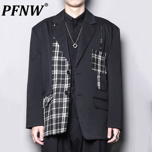men's suits blazers pfnw autumn personalized original asymmetric splicing checkered casual suit harajuku handsome baggy 28a3550 230720, White;black
men's suits blazers pfnw autumn personalized original asymmetric splicing checkered casual suit harajuku handsome baggy 28a3550 230720, White;black