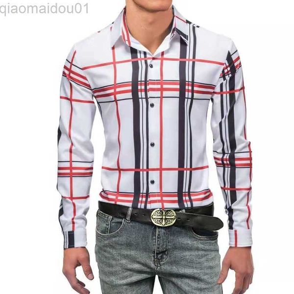 men's casual shirts 2022 new spring summer plaid stripe printing shirt casual slim fit men long sleeve shirt male business shirt l23072, White;black
men's casual shirts 2022 new spring summer plaid stripe printing shirt casual slim fit men long sleeve shirt male business shirt l23072, White;black