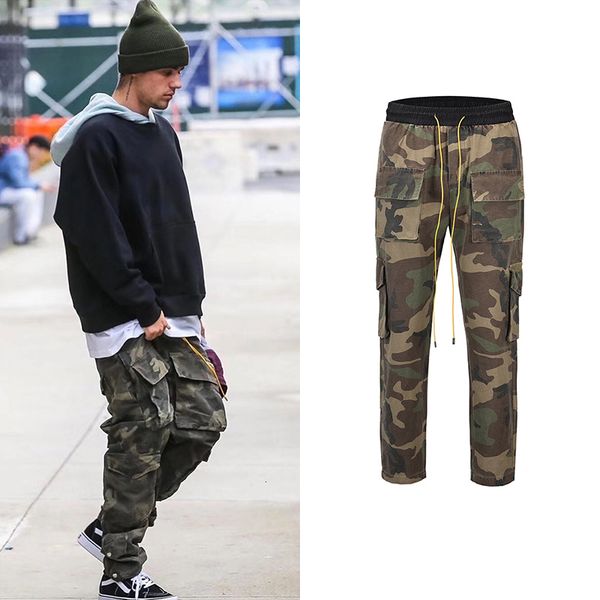 men's pants camouflage cargo pants men vintage side multi-pocket button men's camou straight trousers streetwear military overalls, Black
men's pants camouflage cargo pants men vintage side multi-pocket button men's camou straight trousers streetwear military overalls, Black