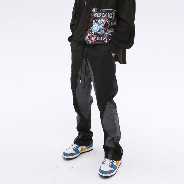 men's pants mens pu patchwork jogging pants streetwear half zipper colorblock casual trousers oversize men women elastic waist track pa, Black
men's pants mens pu patchwork jogging pants streetwear half zipper colorblock casual trousers oversize men women elastic waist track pa, Black