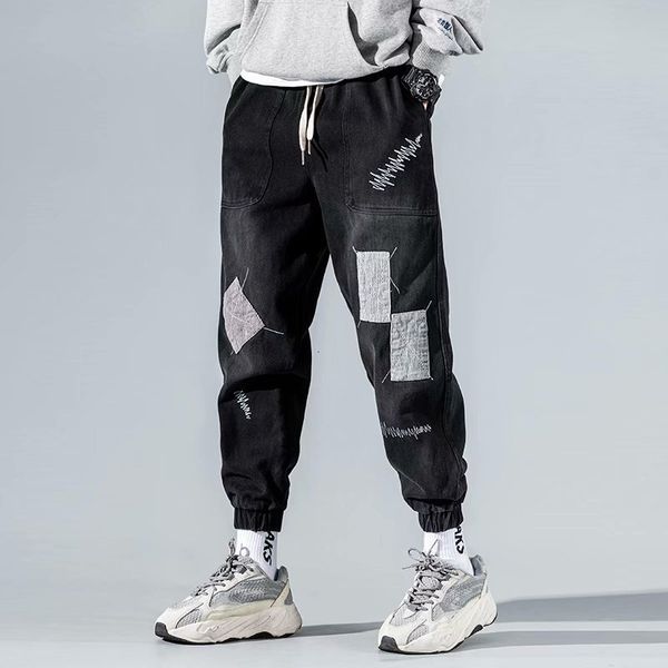 men's jeans high street fashion mens drawstring black personal designer printed denim pants men punk loose trousers 230720, Blue
men's jeans high street fashion mens drawstring black personal designer printed denim pants men punk loose trousers 230720, Blue