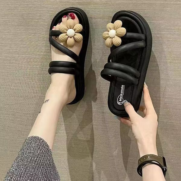 female summer slippers thick soles comfortable non-slip fairy wind beautiful lovely flower sandals seaside beach play, Black
female summer slippers thick soles comfortable non-slip fairy wind beautiful lovely flower sandals seaside beach play, Black