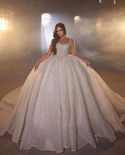 luxury ball gown wedding dresses sleeveless bateau straps sequins applique ruffles zipper diamonds beads plus size bridal gowns custom made, White
luxury ball gown wedding dresses sleeveless bateau straps sequins applique ruffles zipper diamonds beads plus size bridal gowns custom made, White