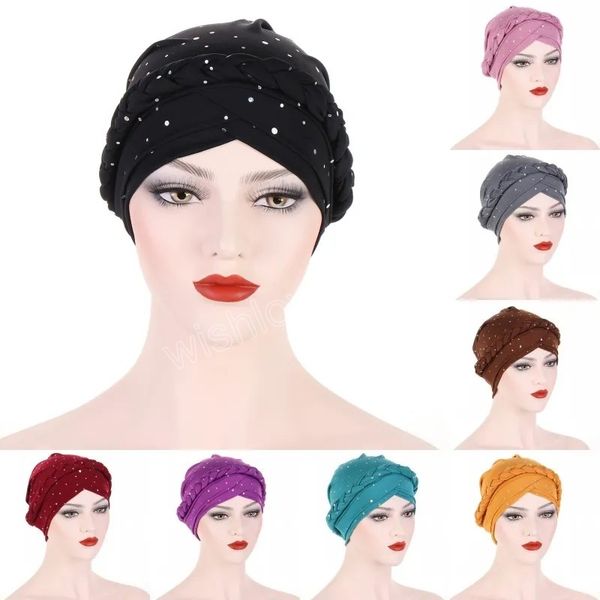 sequin braid beanies cap women african muslim women party elastic turban hat spring autumn femme headwear, Blue;gray
sequin braid beanies cap women african muslim women party elastic turban hat spring autumn femme headwear, Blue;gray