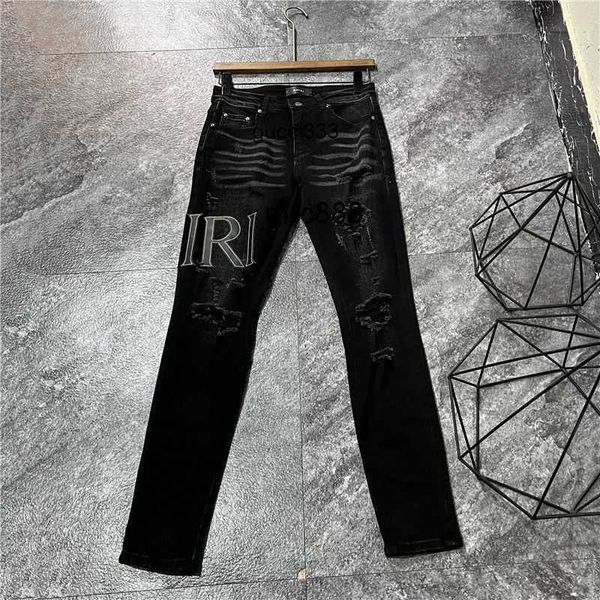 embroidered small amirly jeans washes men's black leather slimming holes with and feet makes and women's old jeans, Blue
embroidered small amirly jeans washes men's black leather slimming holes with and feet makes and women's old jeans, Blue