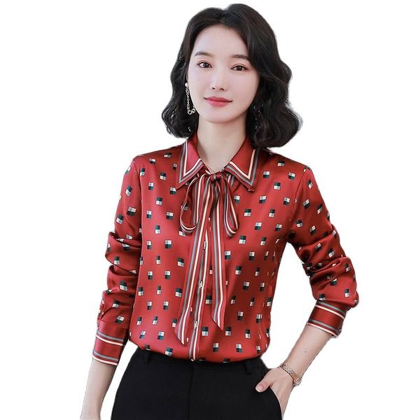 2023 classic lapel striped button shirt women fashion print designer silk blouses long sleeve office ladies ribbon bow shirts spring autumn, White
2023 classic lapel striped button shirt women fashion print designer silk blouses long sleeve office ladies ribbon bow shirts spring autumn, White