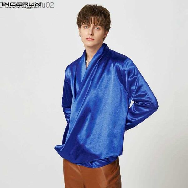men's sweaters fashion men's solid satin neck long sleeve street clothing loose camisa 2023 casual irregular men's shirt s-5x, White;black
men's sweaters fashion men's solid satin neck long sleeve street clothing loose camisa 2023 casual irregular men's shirt s-5x, White;black