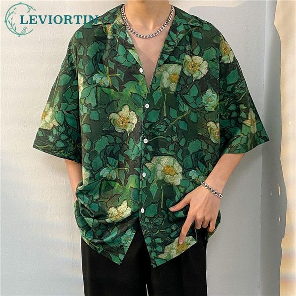 men s casual shirts high street male hawaiian shirt flower full print summer cardigan short sleeve blouse for men 230720, White;black
men s casual shirts high street male hawaiian shirt flower full print summer cardigan short sleeve blouse for men 230720, White;black