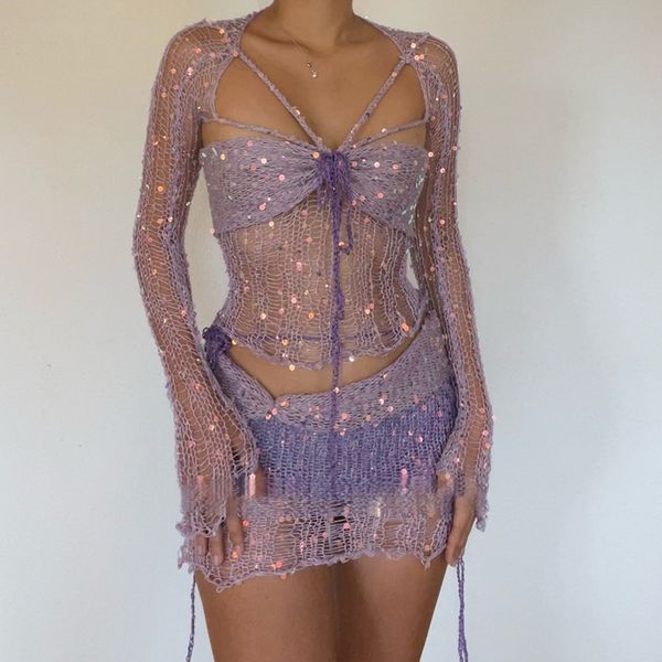 two piece dress 3 piece sets summer cover ups knitted crochet sweater night club outfit sequined dresses long sleeve party mini dress suits, White
two piece dress 3 piece sets summer cover ups knitted crochet sweater night club outfit sequined dresses long sleeve party mini dress suits, White