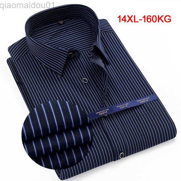 men's casual shirts summer striped shirt men plus size big 12xl 11xl 14xl work formal shirts oversize business dress shirt cotton 70 l2, White;black
