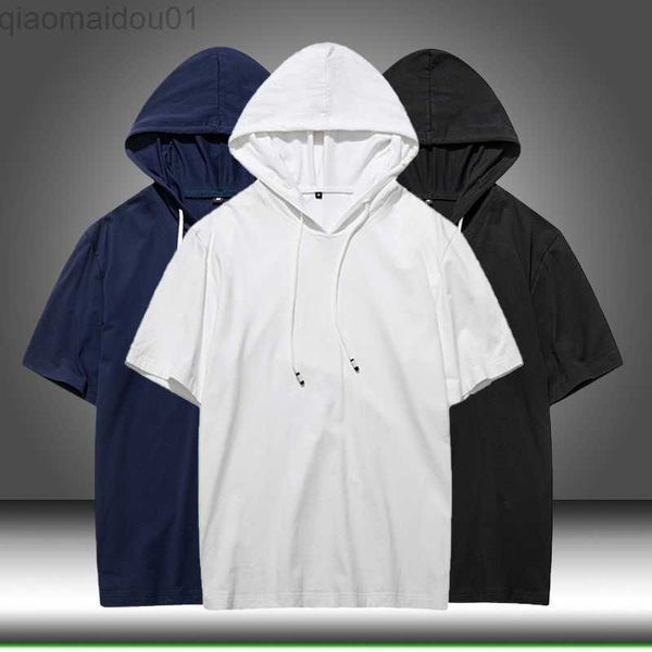 men's hoodies sweatshirts 2023 summer men tshirt casual solid loose hooded tees shirts male new sportswear hoodie short sleeve mens t-, Black 
men's hoodies sweatshirts 2023 summer men tshirt casual solid loose hooded tees shirts male new sportswear hoodie short sleeve mens t-, Black