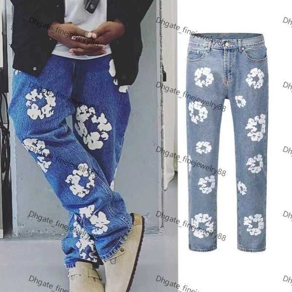 jeans high street denim tears style kapok washed straight jeans fashion vintage loose pants, Blue
jeans high street denim tears style kapok washed straight jeans fashion vintage loose pants, Blue