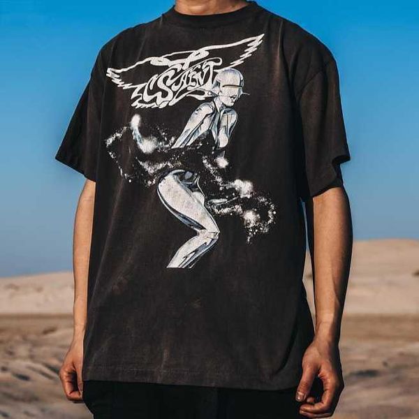 men's t-shirts high saint michael wash old saint short sleeve fashion vintage print couple men t-shirt, White;black
men's t-shirts high saint michael wash old saint short sleeve fashion vintage print couple men t-shirt, White;black