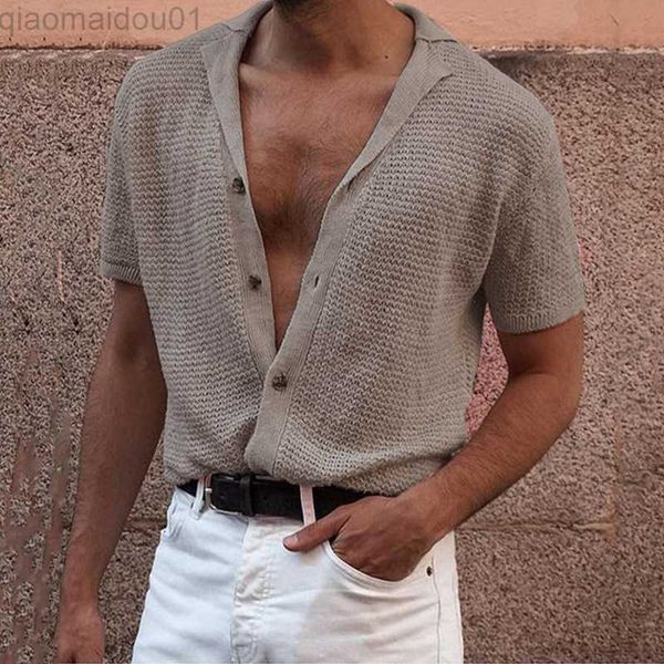 men's casual shirts 2023 fashion male turn-down knitted solid shirts summer loose men sardigan casual button design short sleeve shir, White;black
men's casual shirts 2023 fashion male turn-down knitted solid shirts summer loose men sardigan casual button design short sleeve shir, White;black
