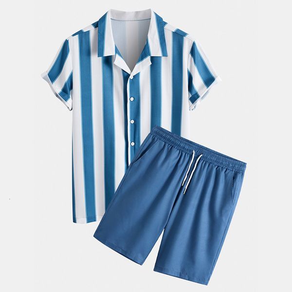 men s tracksuits summer sets lapel short sleeve stripe shirt hawaii fashion solid color shorts two piece suit 230721, Gray
men s tracksuits summer sets lapel short sleeve stripe shirt hawaii fashion solid color shorts two piece suit 230721, Gray