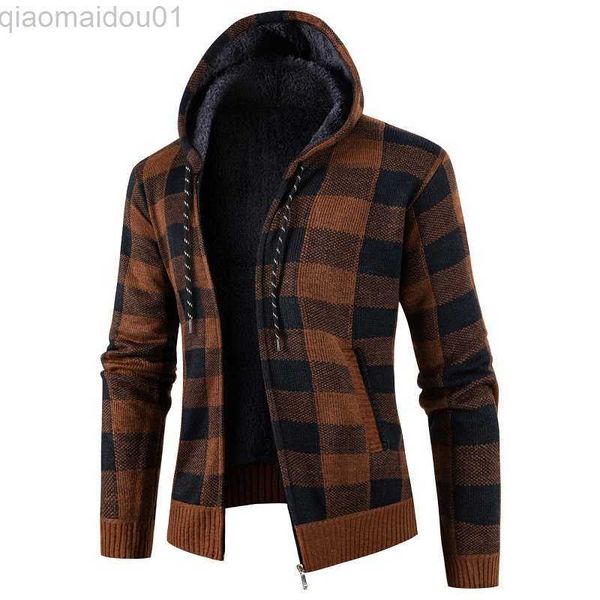 men's jackets new plush thick hooded men's zippered cotton cardigan loose plaid fashion jacket l230721, Black;brown
men's jackets new plush thick hooded men's zippered cotton cardigan loose plaid fashion jacket l230721, Black;brown