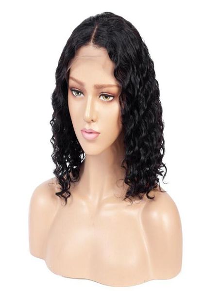 deep wave lace front human hair bob wigs brazilian remy hair 13x4 natural hairline glueless short curly lace front bob wigs6185630, Black;brown