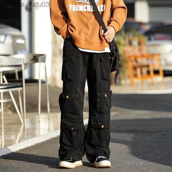 men's pants street fashion white multi pocket set men's harajuku style loose casual pants street retro women's relaxed pants, Black
men's pants street fashion white multi pocket set men's harajuku style loose casual pants street retro women's relaxed pants, Black