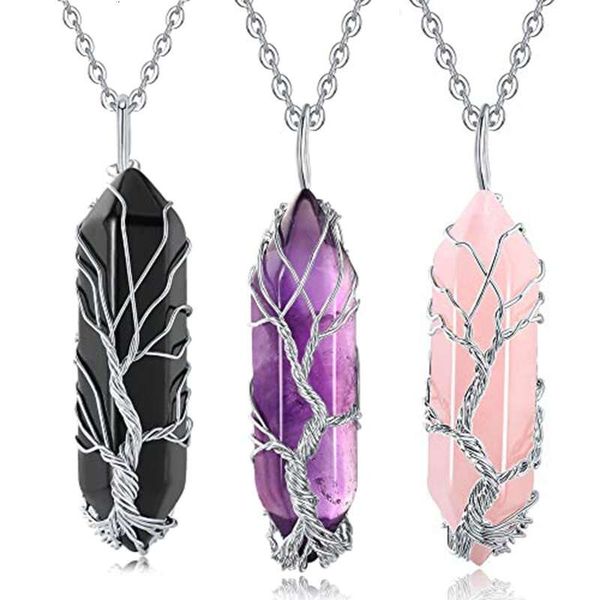 natural hexagonal prism manual winding life tree crystal hexagonal pole necklace fortune tree sweater chain simple and advanced for men, Silver
natural hexagonal prism manual winding life tree crystal hexagonal pole necklace fortune tree sweater chain simple and advanced for men, Silver