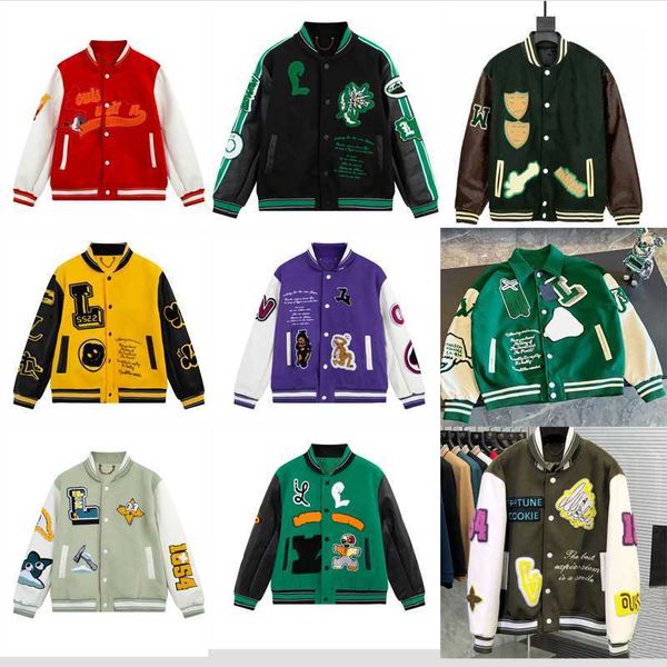 22fw flocking leather sleeves baseball jackets coat uniform luxury jacket single breasted warm couples women men varsity coats men's de, Black;brown
22fw flocking leather sleeves baseball jackets coat uniform luxury jacket single breasted warm couples women men varsity coats men's de, Black;brown