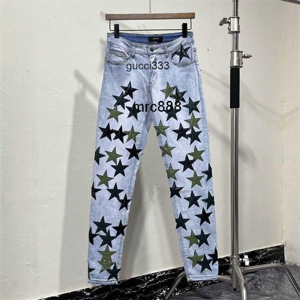 amirly high leather jeans five-pointed star old patchwork men's leather street hole wash, Blue
amirly high leather jeans five-pointed star old patchwork men's leather street hole wash, Blue