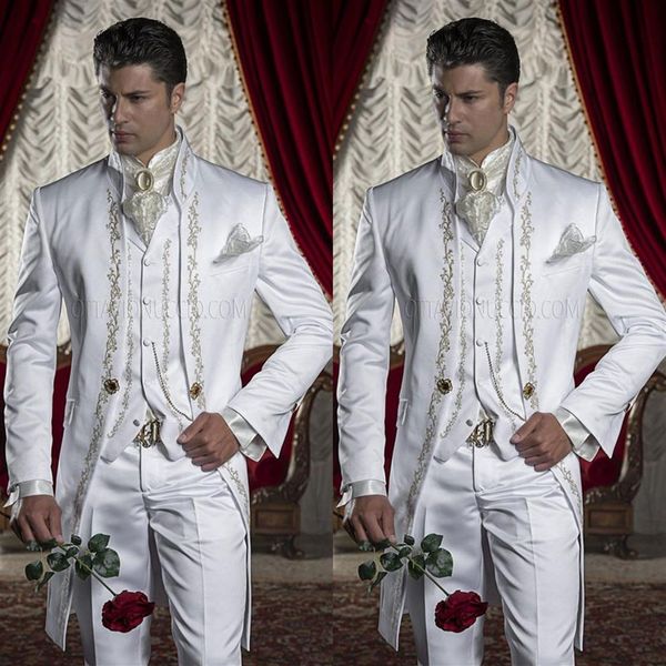 embroidery groom tuxedos men's suits white groomsman one button formal wedding suit including jacket pants vest three piece2548, Black;gray
embroidery groom tuxedos men's suits white groomsman one button formal wedding suit including jacket pants vest three piece2548, Black;gray