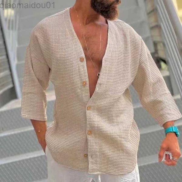 men's casual shirts summer fashion solid shirts for men casual loose simple retro cardigan quarter sleeves pullover waffle shirts male, White;black
men's casual shirts summer fashion solid shirts for men casual loose simple retro cardigan quarter sleeves pullover waffle shirts male, White;black