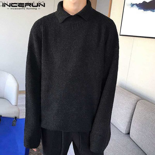 men's sweaters 2023 men's sweater long sleeve lace bottom lapel loose wearable fashion casual sweater s-5xl z230721, White;black 
men's sweaters 2023 men's sweater long sleeve lace bottom lapel loose wearable fashion casual sweater s-5xl z230721, White;black